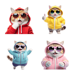 Hoodie Chubby Kitten Emoji Sunglass