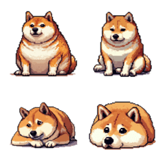 Pixel art negative fat shiba dog emoji