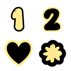 Emoji number icon black yellow 0-9