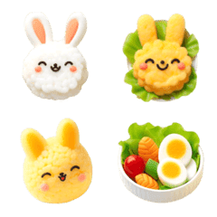 Rabbit Rice and Salad Emoji