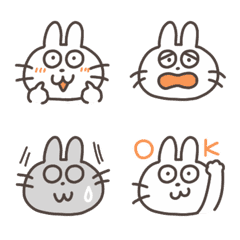 White rabbit cute expression emoji