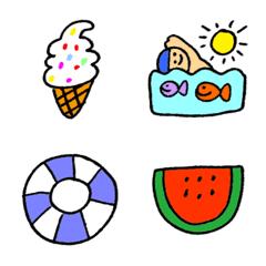 อิโมจิไลน์ cute summer vacation Emoji