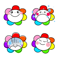 Rainbow colored flower * Cute emoji
