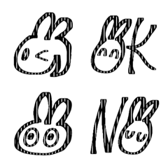 (Rabbit) Stylish black line emoji 5