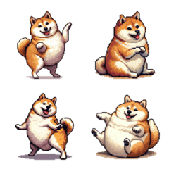 Pixel art Hakata fat shiba dog emoji