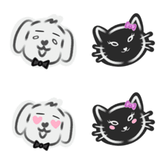White dog and black cat