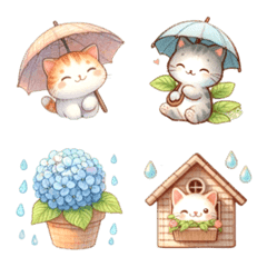 Cat and hydrangea Emoji