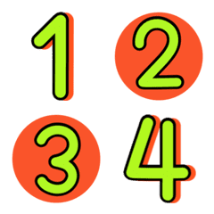 Numbers emoji : orange green neon