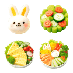 Rabbit Rice and Salad Emoji 2