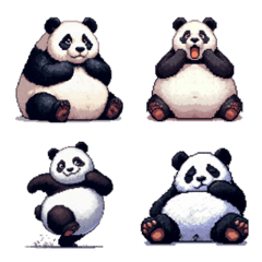 Pixel art fat panda emoji