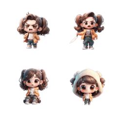 3D adorable chibi doll expressions