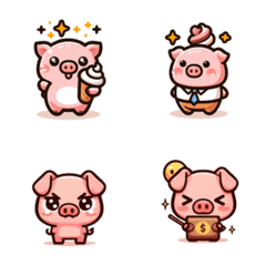 A cute pink piglet with a good mood.