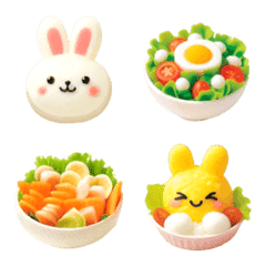 Rabbit Rice and Salad Emoji 3