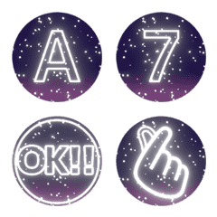 Move! Sparkling starry sky font numbers1