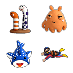 Sea creatures made of clay