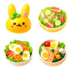 Rabbit Rice and Salad Emoji 5