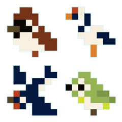 Japanese wild birds pixel art Emoji