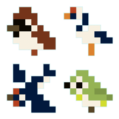 อิโมจิไลน์ Japanese wild birds pixel art Emoji - line2me.in.th