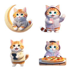 Chubby Kitten wearing a Hoodie Emoji