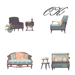 kawaii/ Retro furniture emoji