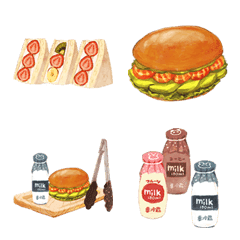 Bread emoticon with watercolor touch