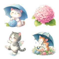 Cat and hydrangea Emoji 5