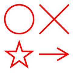 Símbolos e Formas Simples em Vermelho