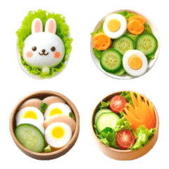 Rabbit Rice and Salad Emoji 6