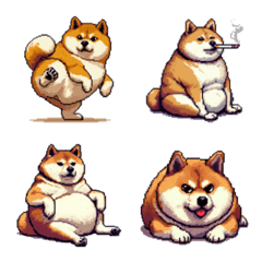 Pixel art bad fat shiba dog emoji