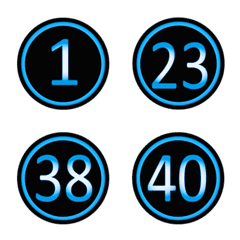검은색 파란색 둥근 숫자(1-40)
