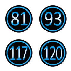 ตัวเลขกลมสีน้ำเงินดำ(81-120)