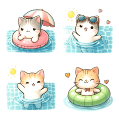 Cat And Pool Emoji