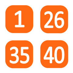둥근 테두리 사각형 숫자(1-40)주황색