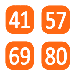 圓邊框正方形數字(41-80)橘色