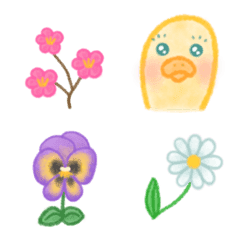 Emojis of Piyopiyo and flowers
