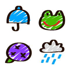 June emojis drawn with line markers.