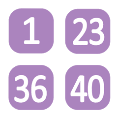 丸枠の正方形番号（1〜40）モランディ紫