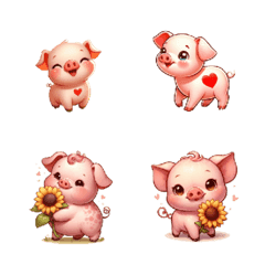 cute little pig with flowers