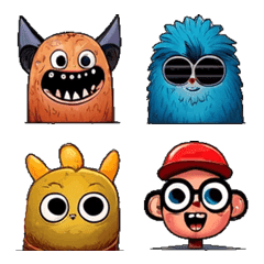 Set Emoji Monster Pop Funky