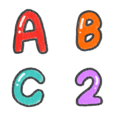 蠟筆 鮮豔 熊 小標籤 ABC 123 動態表情貼