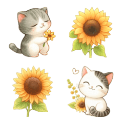 Cat And Sunflower Emoji 2