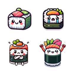 Cute Sushi Characters Emoji Set