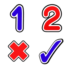 Numbers emoji : red blue white symbol