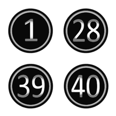 black silver round numbers(1-40)