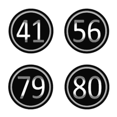 black silver round numbers(41-80)