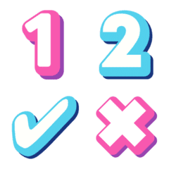 Numbers emoji : pink blueneon very cute
