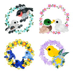 Colorful Birds and Wreathes Emoji