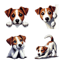 Pixel art Jack russell terrier dog emoji