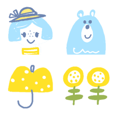 Summer/Straw hat girl and polar bear