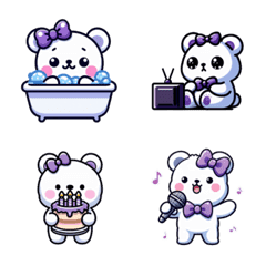 White teddy bear who likes purple